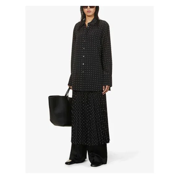 JOSEPH NWT Brooks Silk Black / Ivory Polka Dot Shirt - Picture 2 of 13